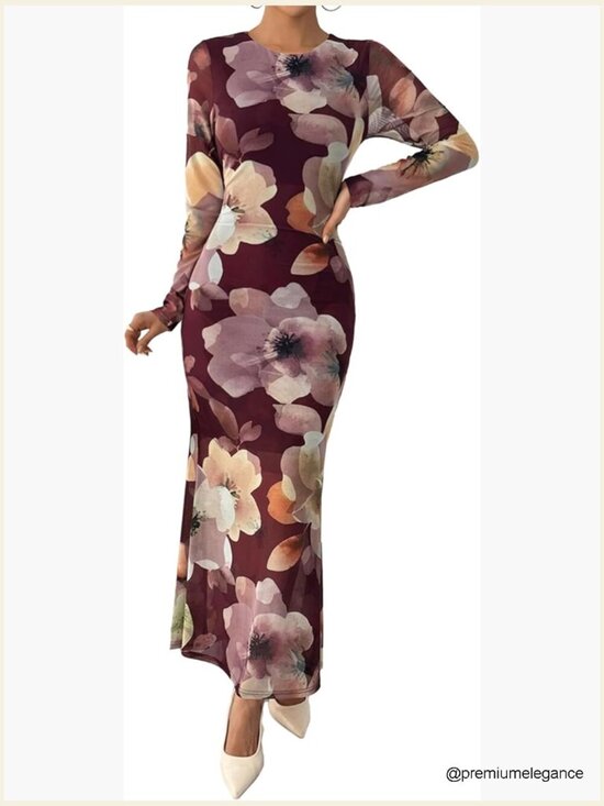 Dresses & Skirts - Wedding Guest Bodycon Maxi Dress with Fishtail Hem Long Sleeve
